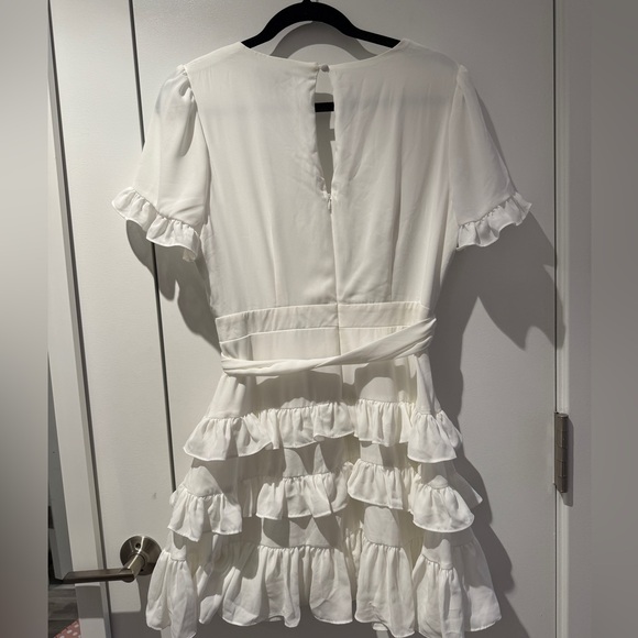Lulu's White Ruffle Wrap Dress - Picture 4 of 7